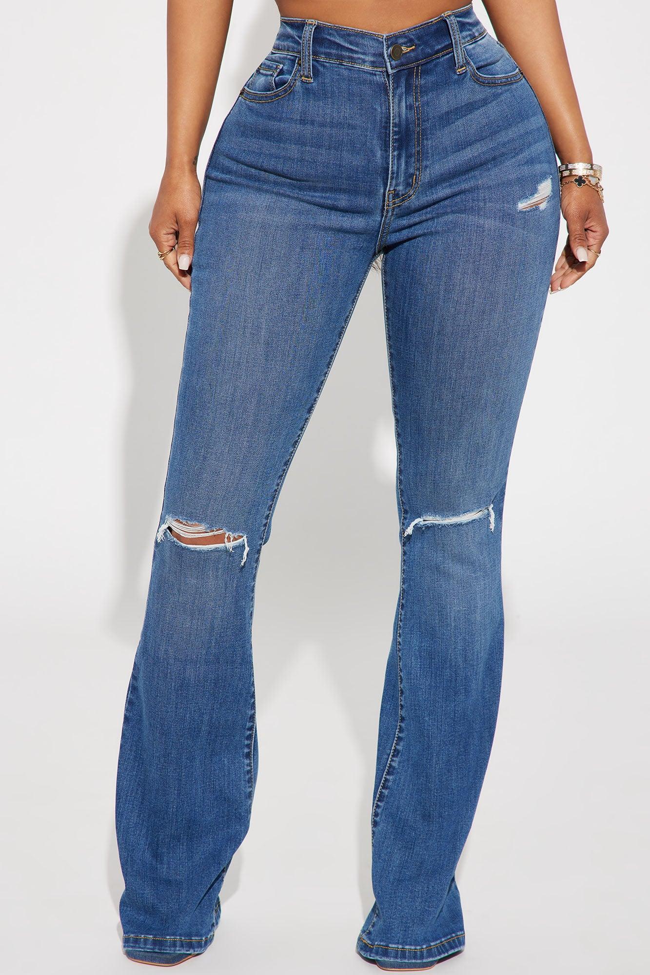 Pleasure Seeker Soft Stretch Flare Jeans - Dark Wash Product Image