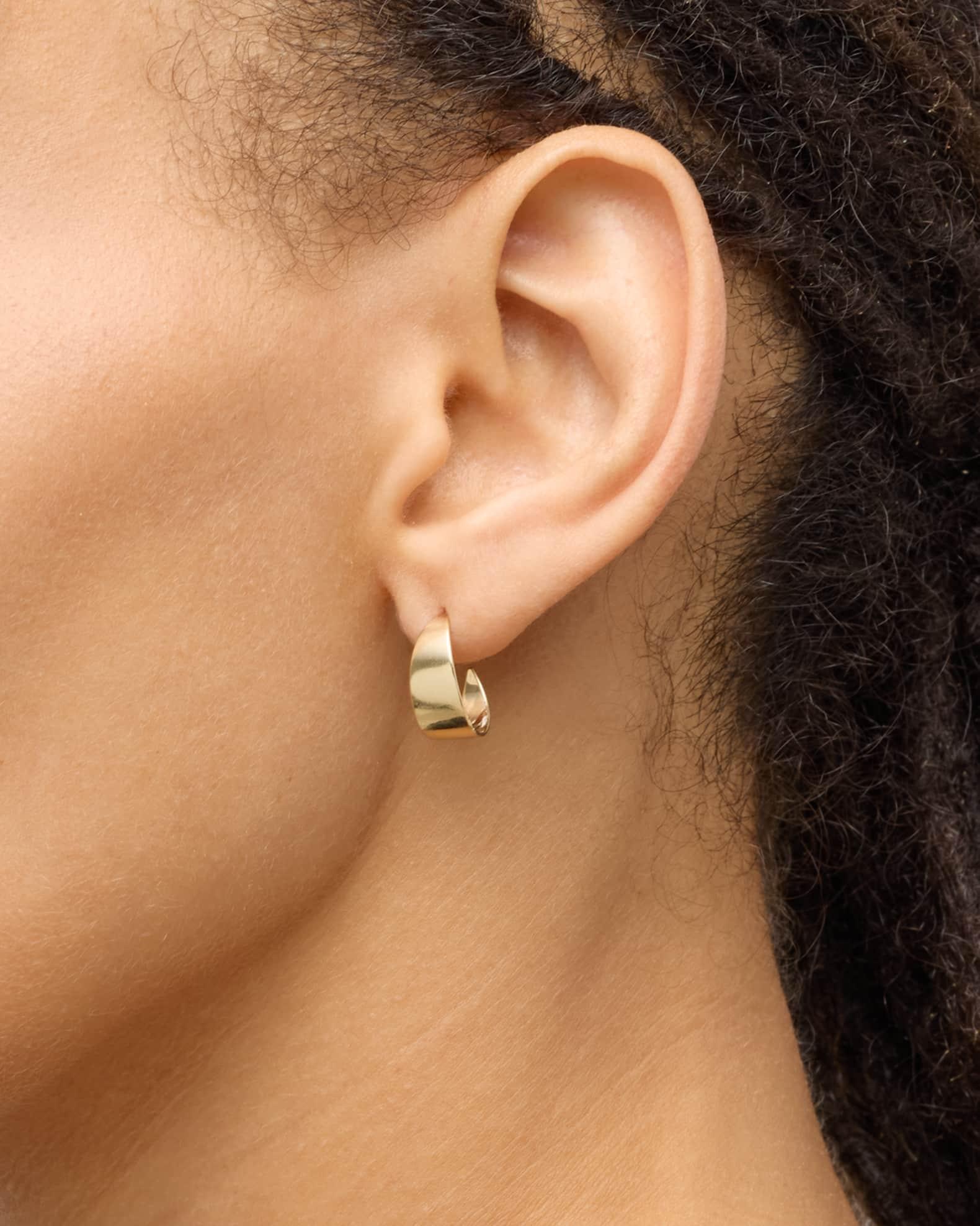 14K Yellow Gold Wrapped Wide Curved Huggie Earrings Product Image