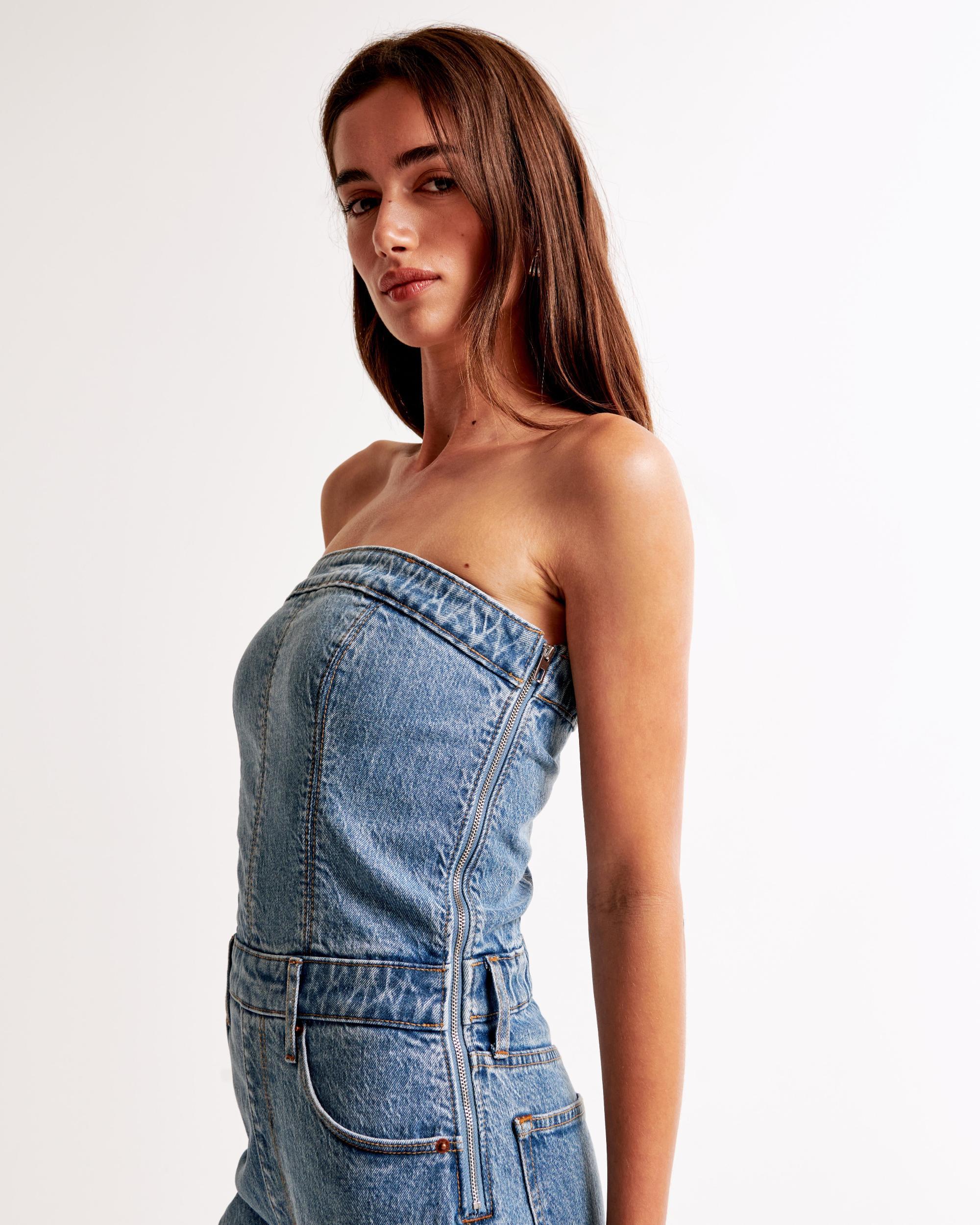 Strapless Denim Jumpsuit Product Image