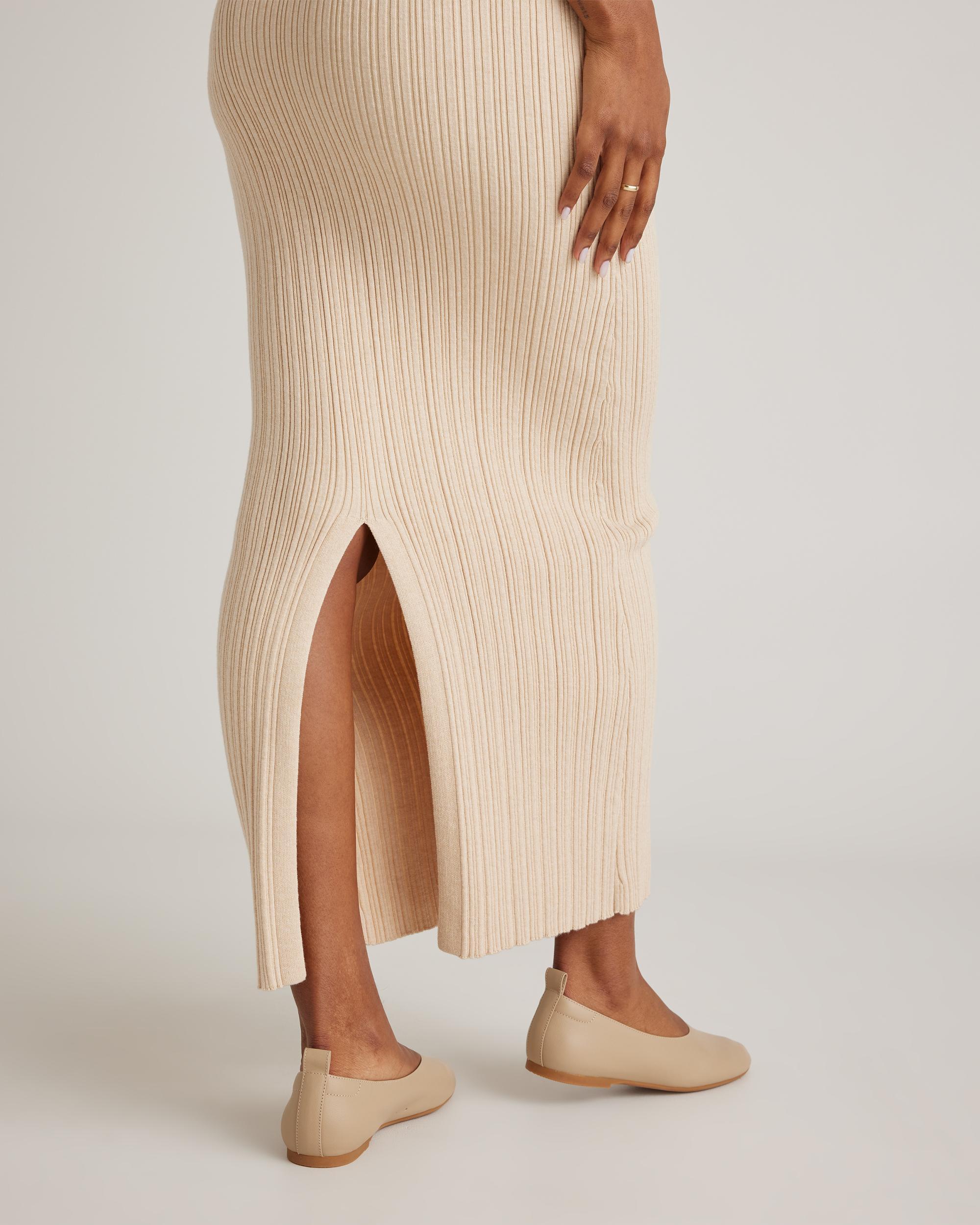 Quince | Women's Cotton Cashmere Ribbed Sleeveless Midi Dress Product Image