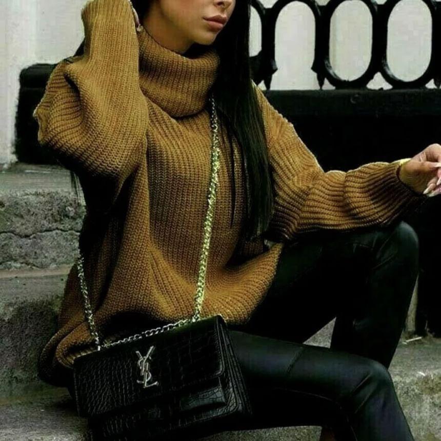 Turtleneck Plain Sweater Product Image