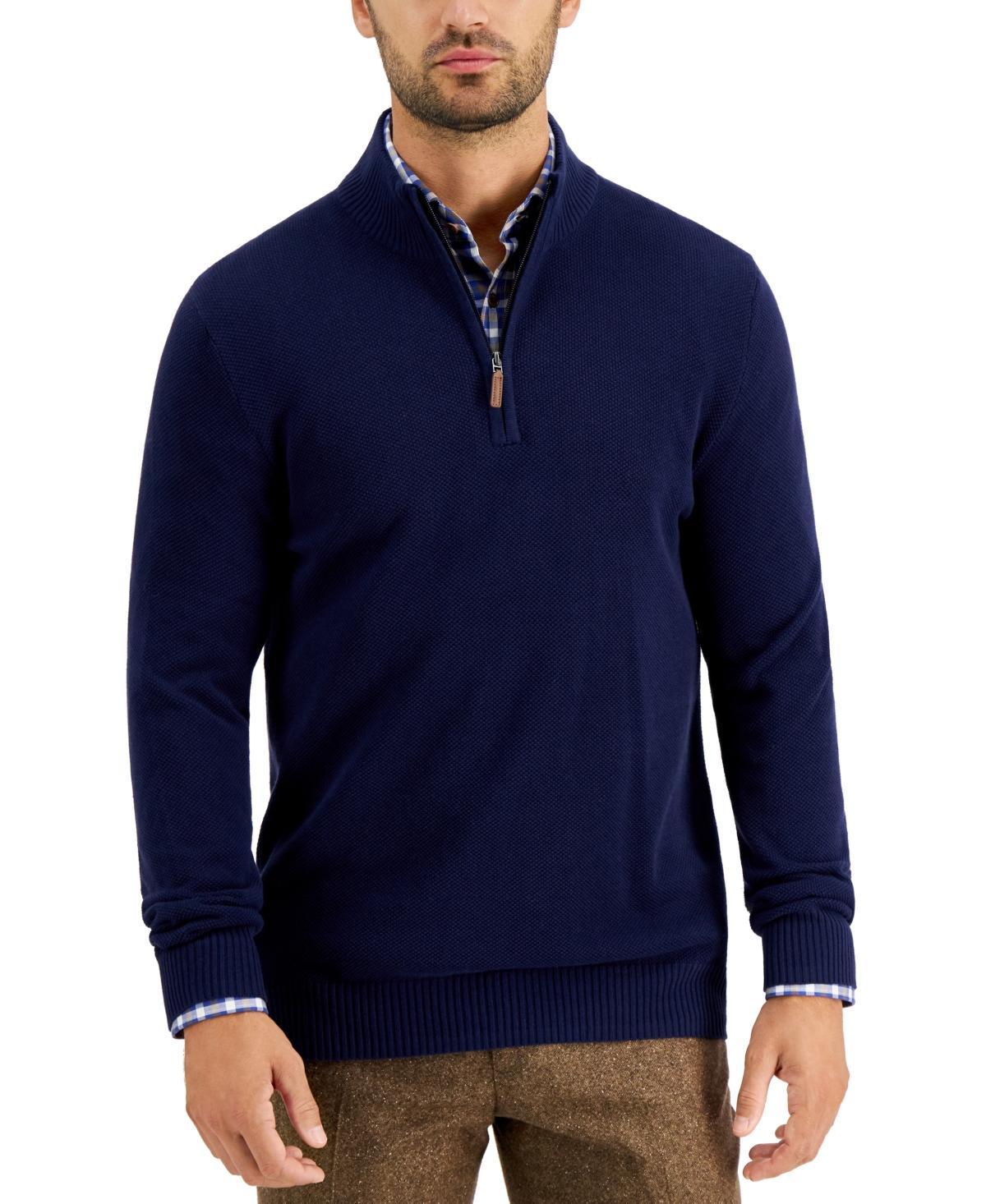Club Room Mens Quarter-Zip Textured Cotton Sweater, Created for Macys Product Image