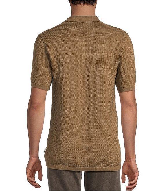 Rowm Short Sleeve Textured Solid Knit Sweater Shirt Product Image