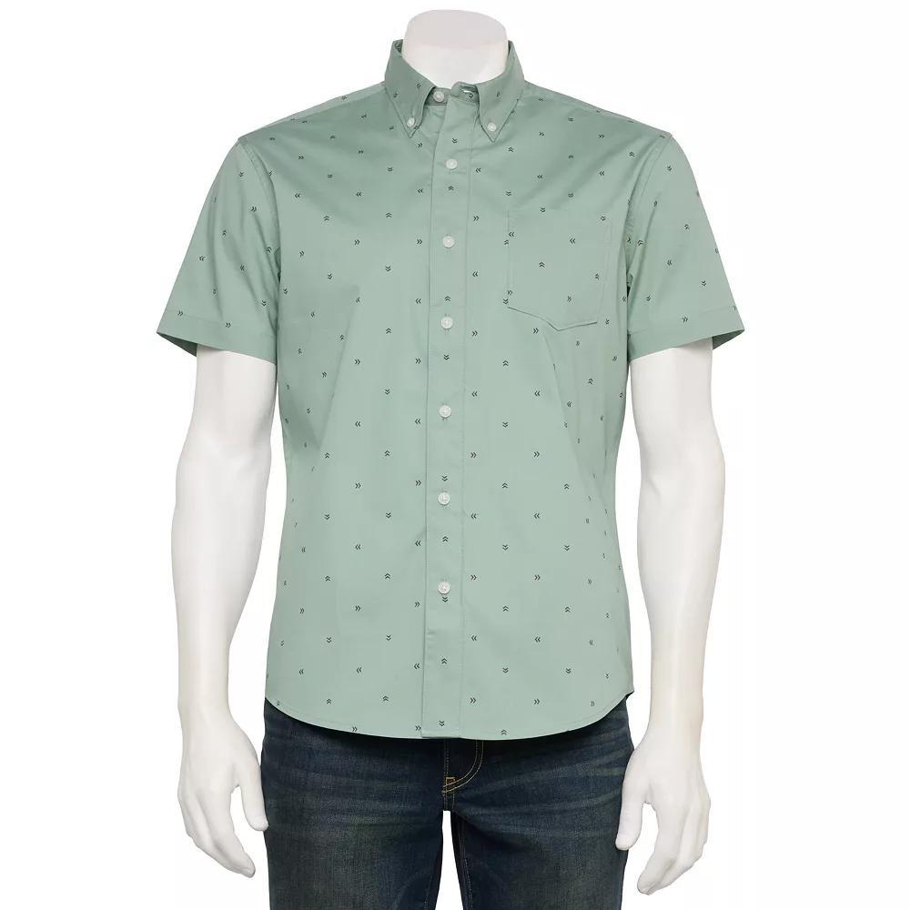 Men's Sonoma Goods For Life® Adaptive Short Sleeve Perfect Length Shirt, Size: XL, Palm Party Blue Product Image