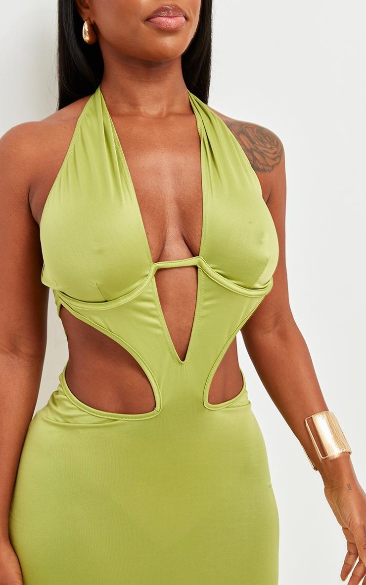 Shape Olive Bralet Detail Cut Out Front Maxi Dress Product Image