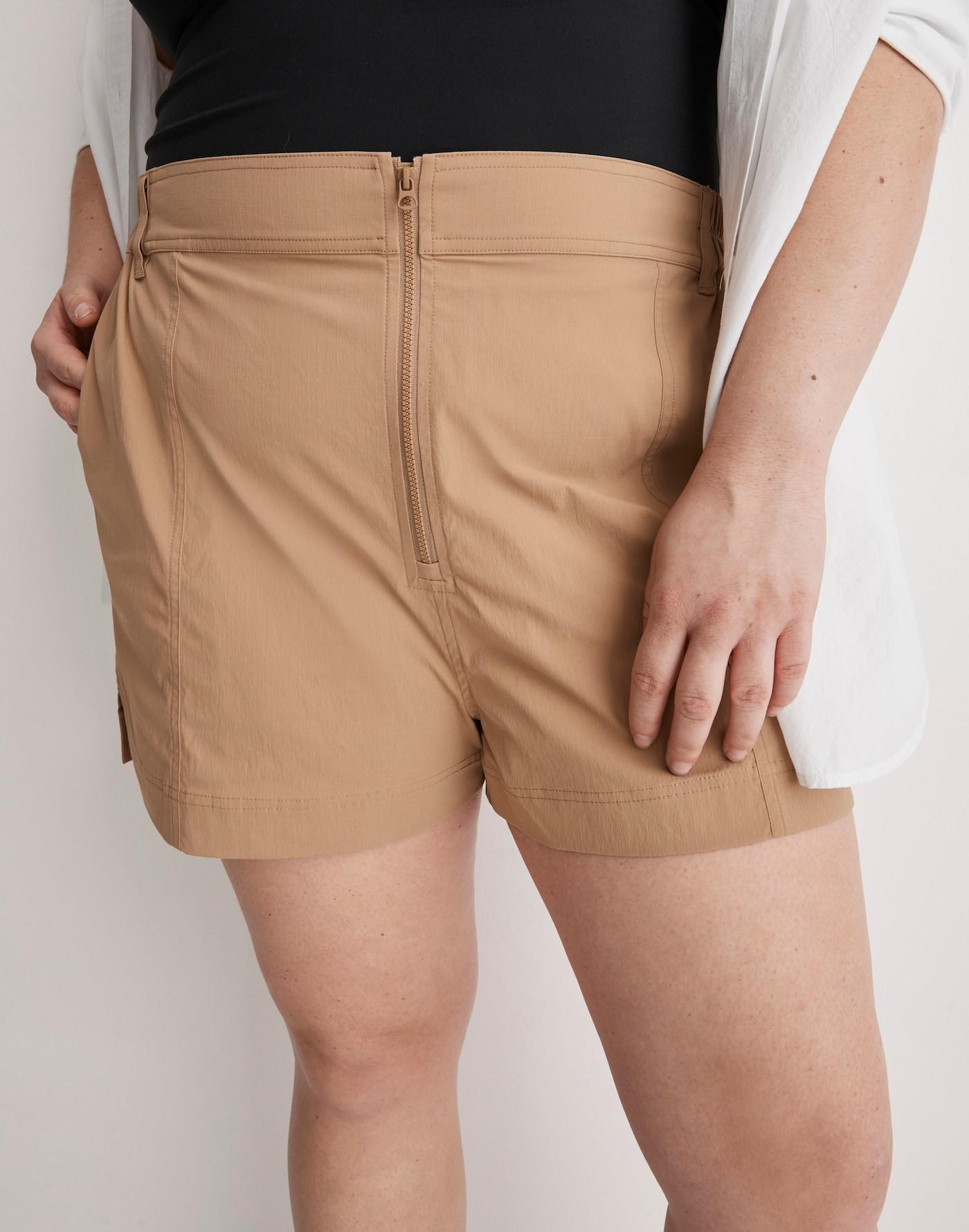 Plus Zip-Front Tapered Shorts Product Image