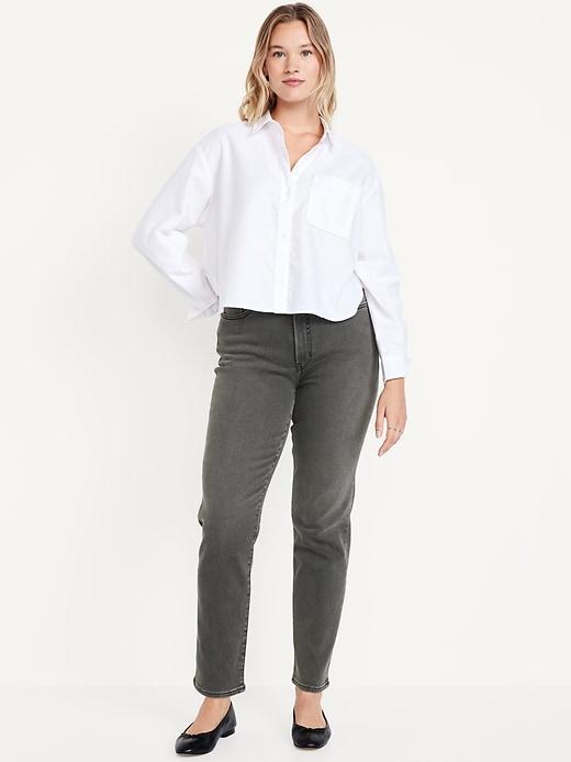 High-Waisted Built-In Warm OG Straight Ankle Jeans Product Image