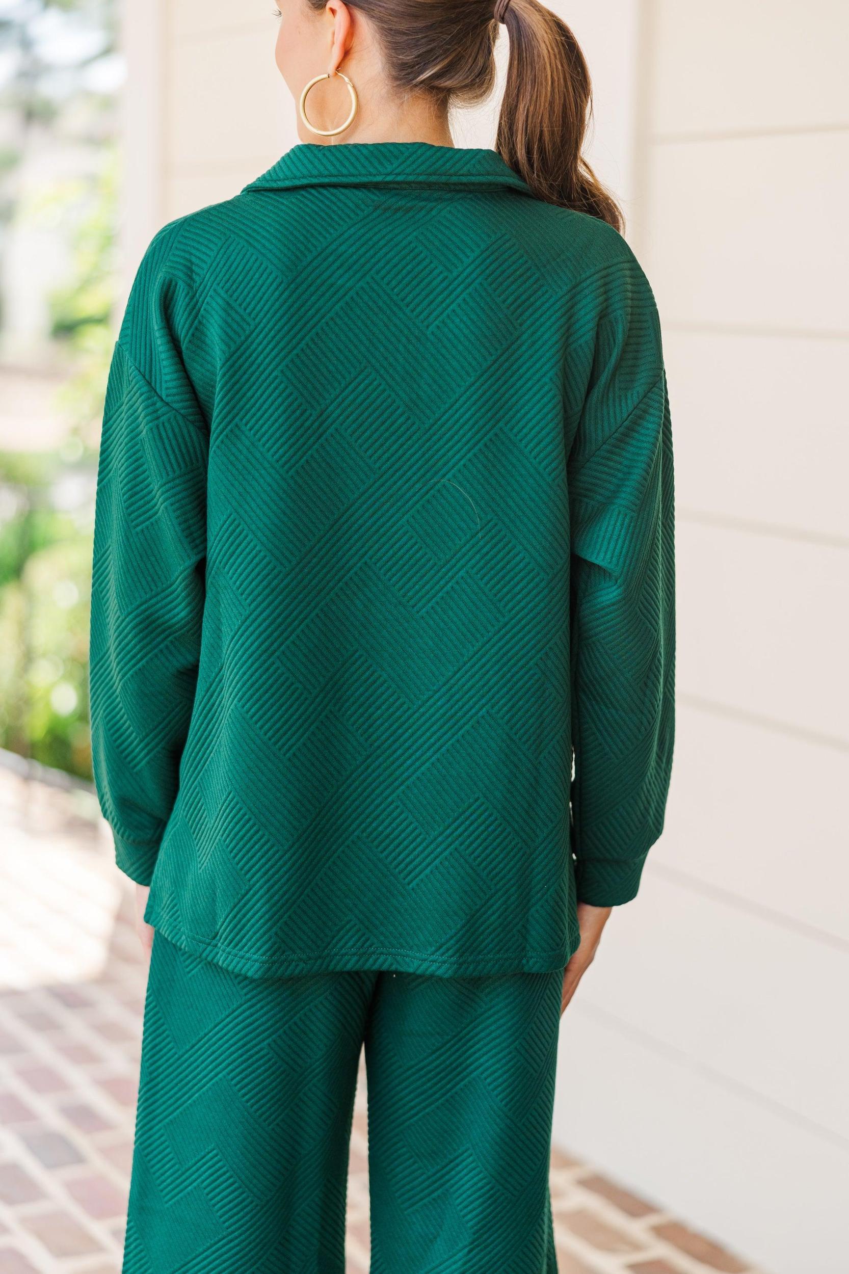 Make Your Day Forest Green Textured Top Female Product Image