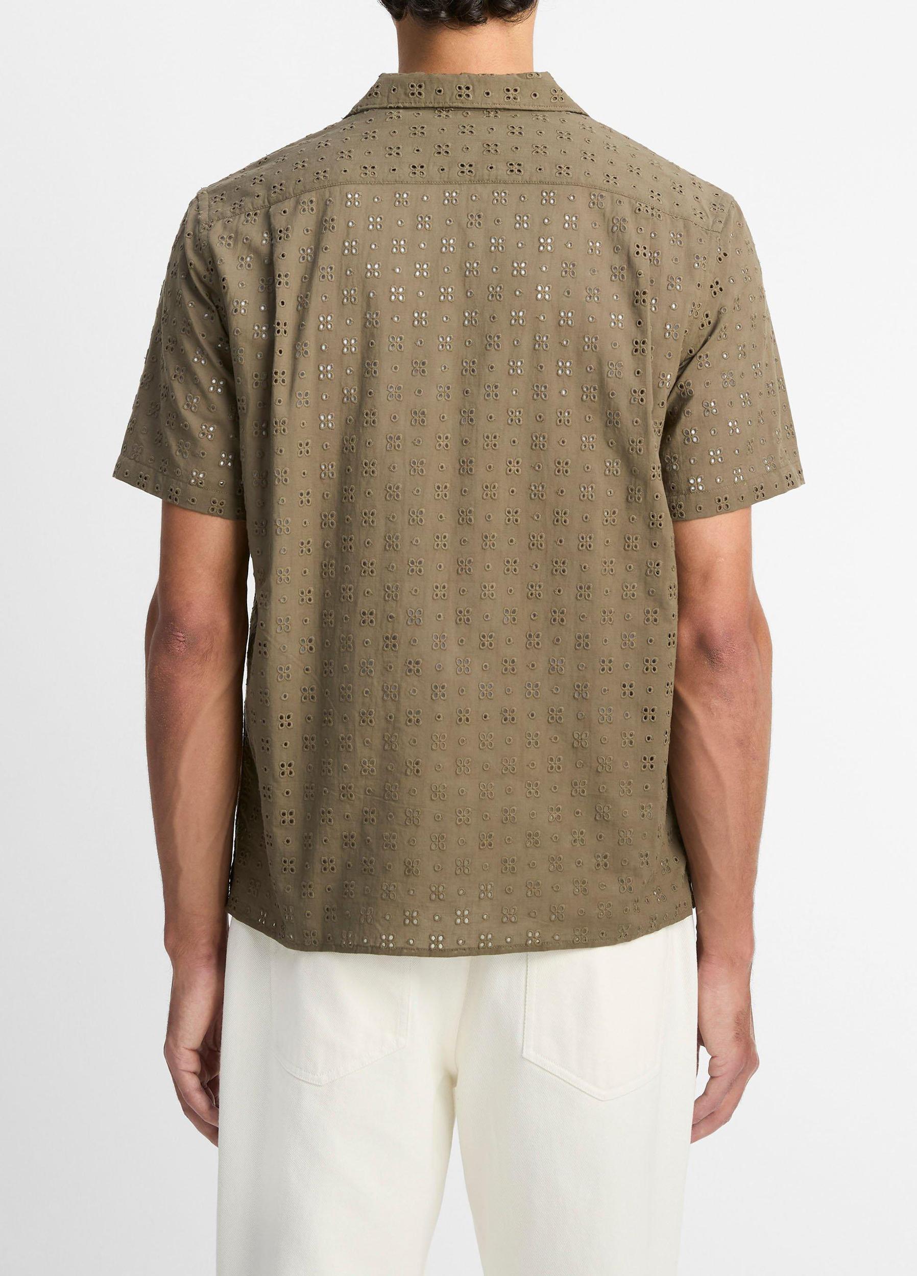 Cotton Eyelet Short-Sleeve Button-Front Shirt Product Image