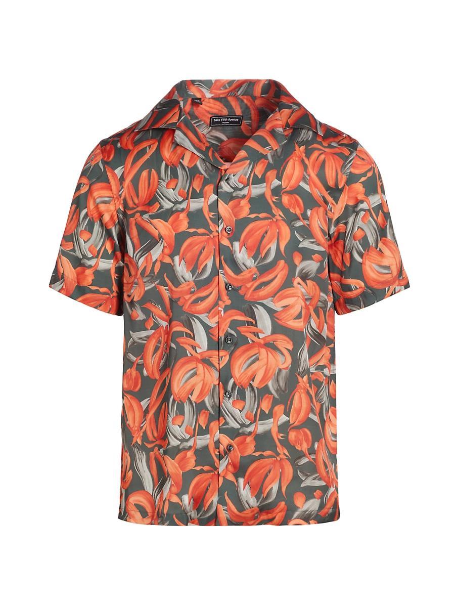 Mens Slim-Fit Floral Short-Sleeve Camp Shirt Product Image