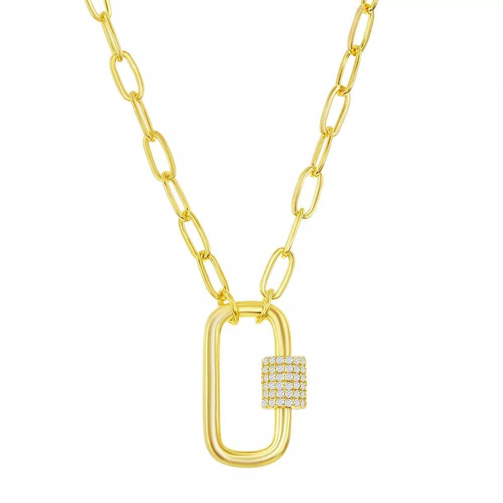 Cubic Zirconia Paper Clip Necklace, Women's, Size: 16-18" ADJ, Gold Tone Product Image
