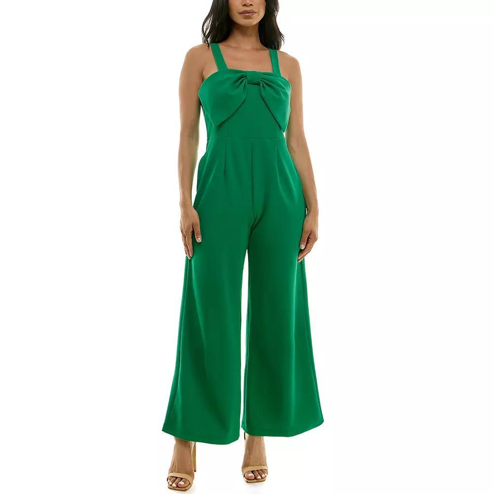 Women's Nina Leonard Large Bow Jumpsuit, Size: Small, Black Product Image
