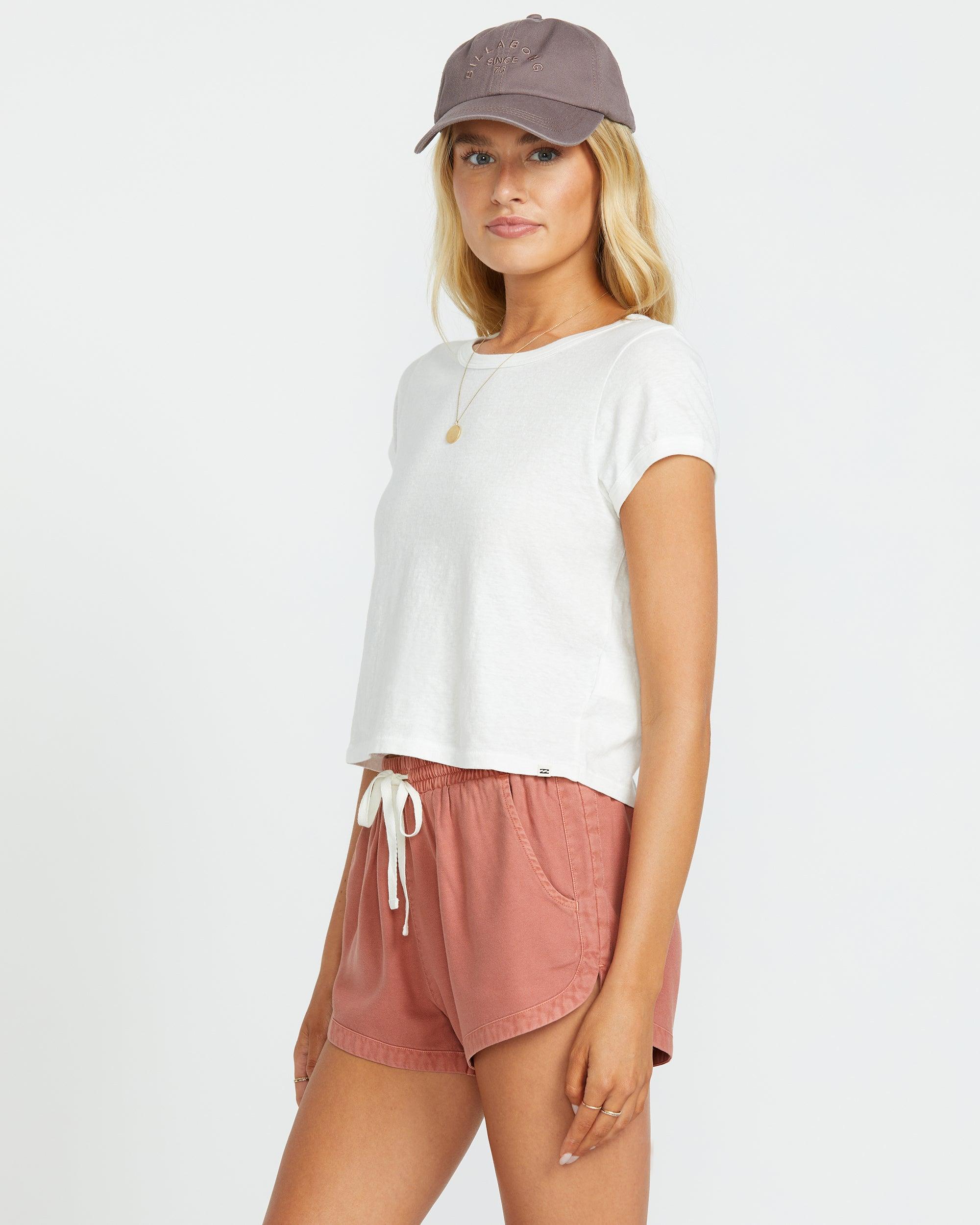 Road Trippin Elastic Waist Shorts - Dark Coral - Dark Coral Female Product Image