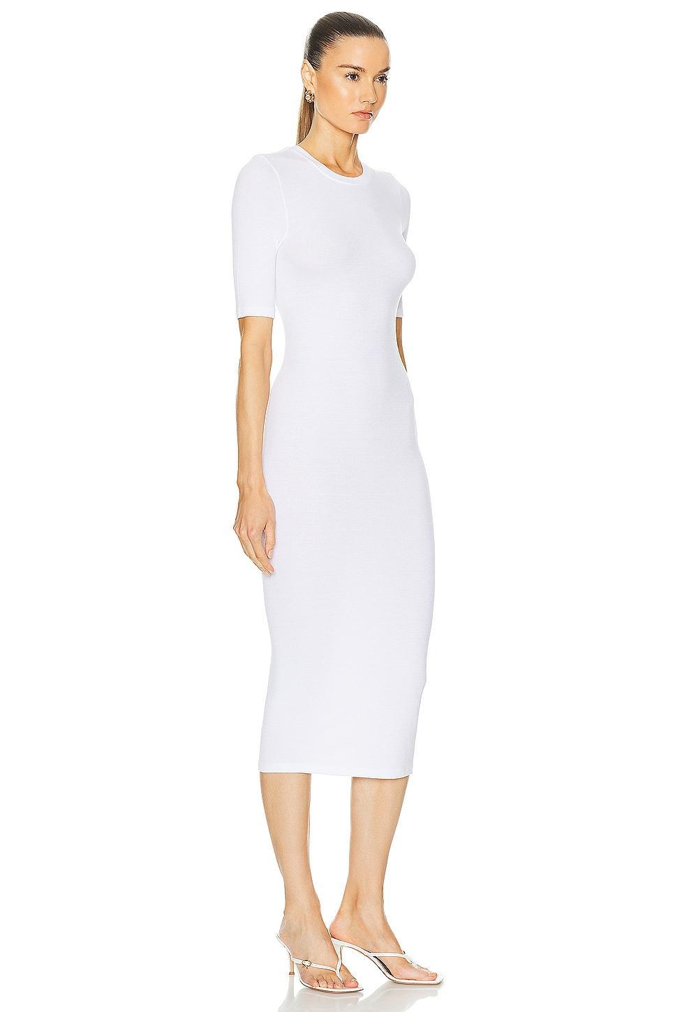 Silk Rib Half Sleeve Crew Midi Dress Product Image
