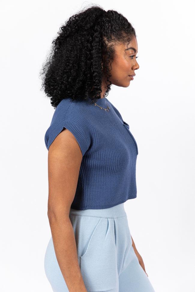 The One I Want Navy Short Sleeve Pocketed Sweater FINAL SALE Product Image