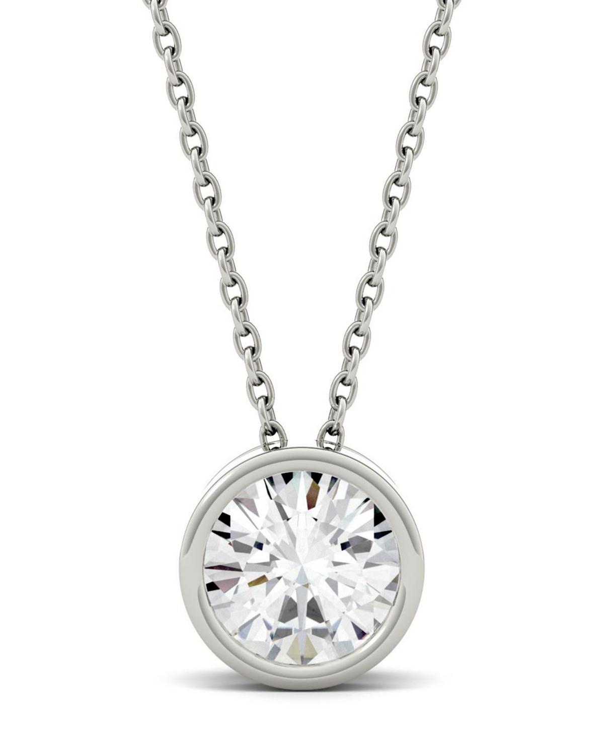 Charles & Colvard 14k Gold 1 Carat T.W. Lab-Created Moissanite Bezel Solitaire Pendant Necklace, Women's, White Product Image