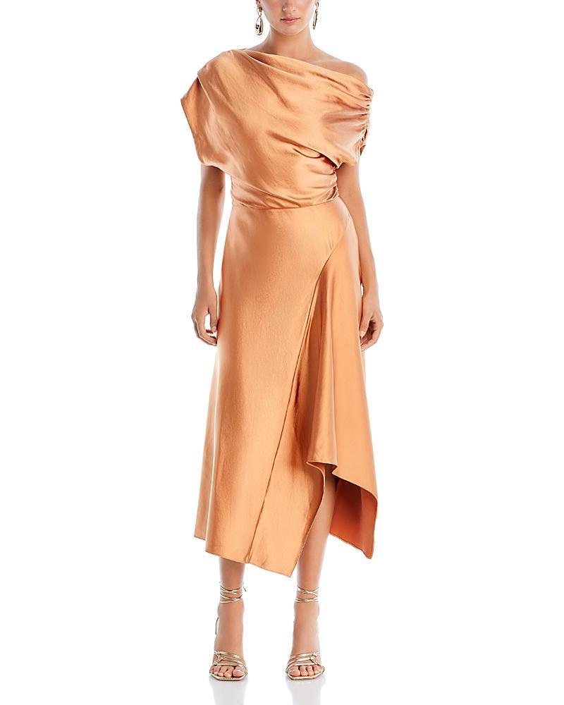 Jasmine Draped Satin Midi Dress Product Image