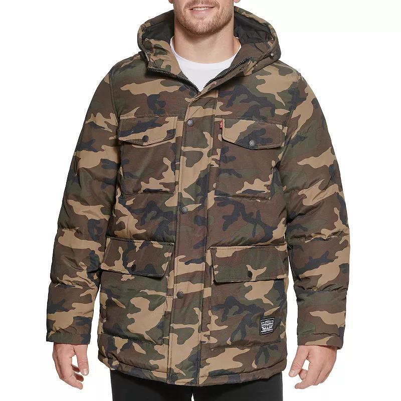 Big & Tall Levi's® 4 Pocket Hooded Puffer Jacket, Men's, Size: XL Tall, Camouflage Product Image