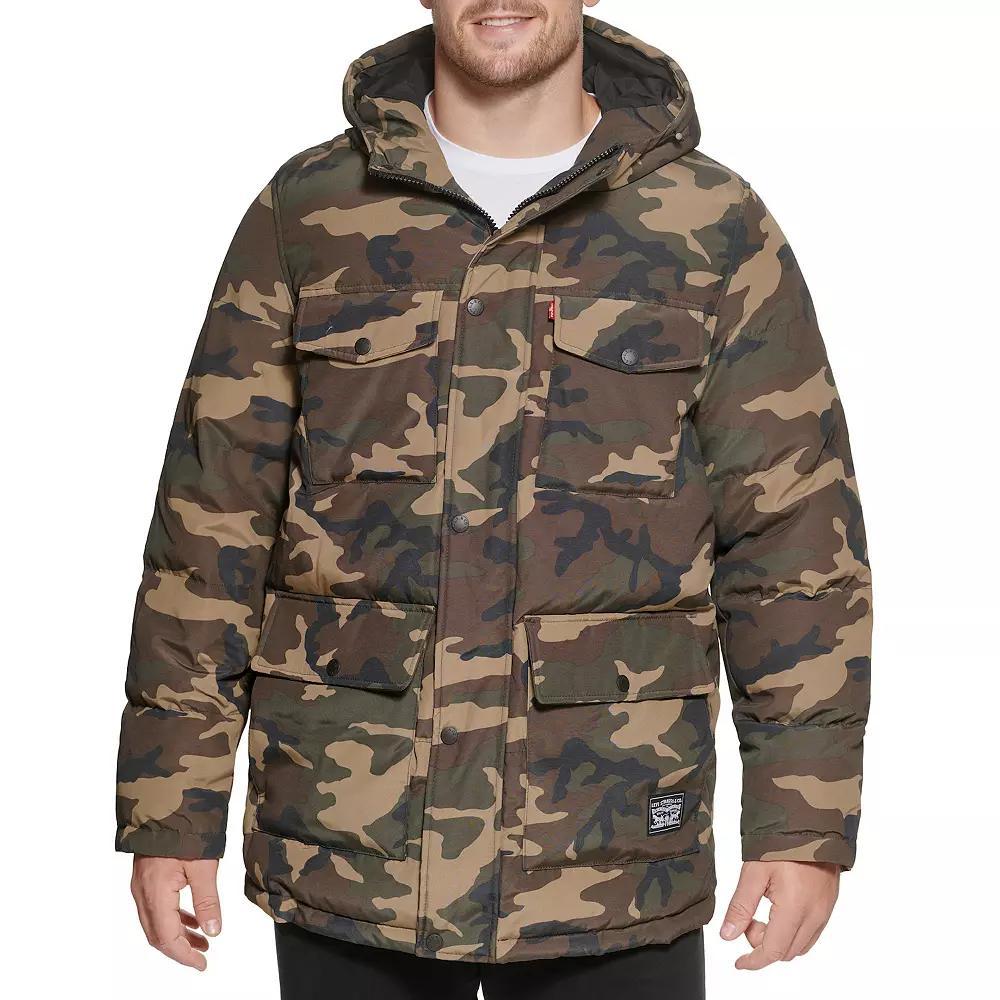 Big & Tall Levi's® 4 Pocket Hooded Puffer Jacket, Men's, Size: XL Tall, Camouflage Product Image