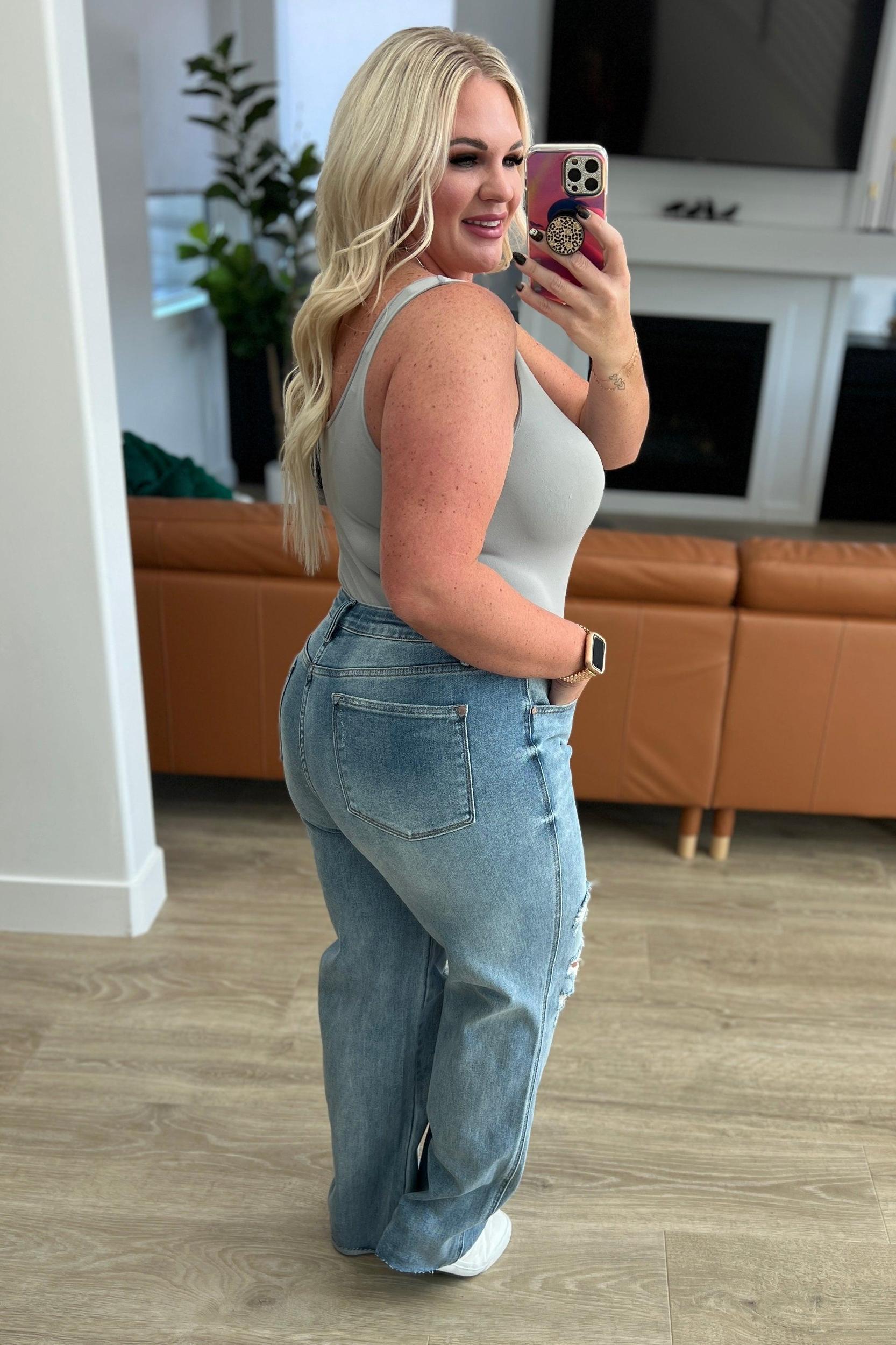 Selena High Rise Distressed 90's Straight Jeans in Bone (Online Exclusive) Female Product Image