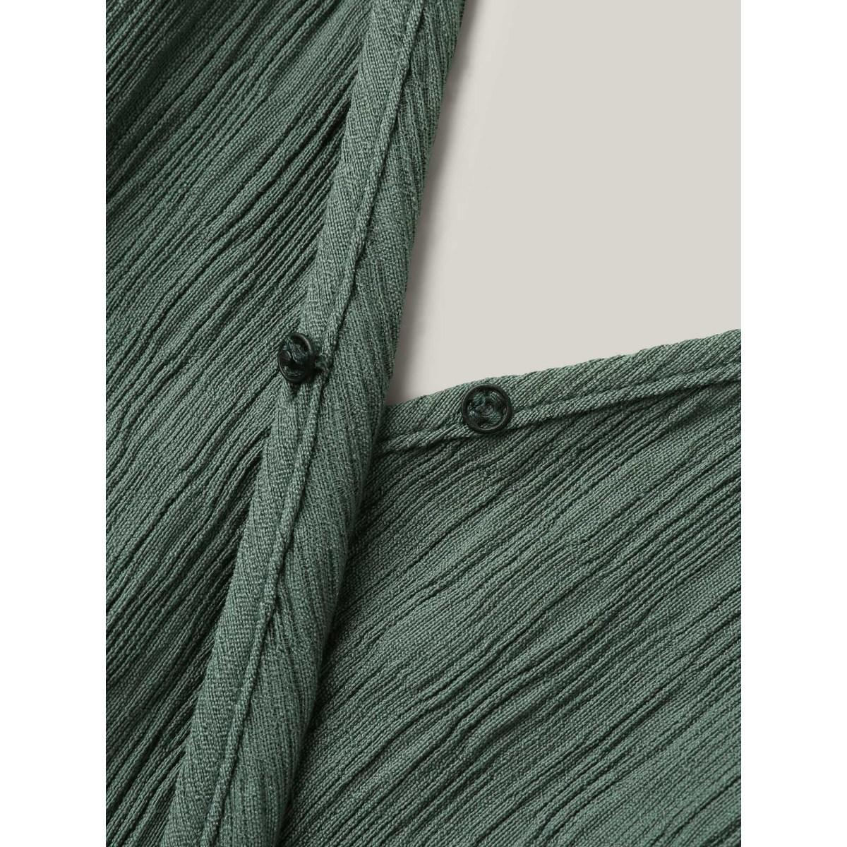Plus Size Emerald Textured Plain Pockets Wide-Leg Jumpsuit Women Sleeveless Overlap Collar Everyday-Casual Loose Jumpsuits BloomChic 14-16/1X Product Image
