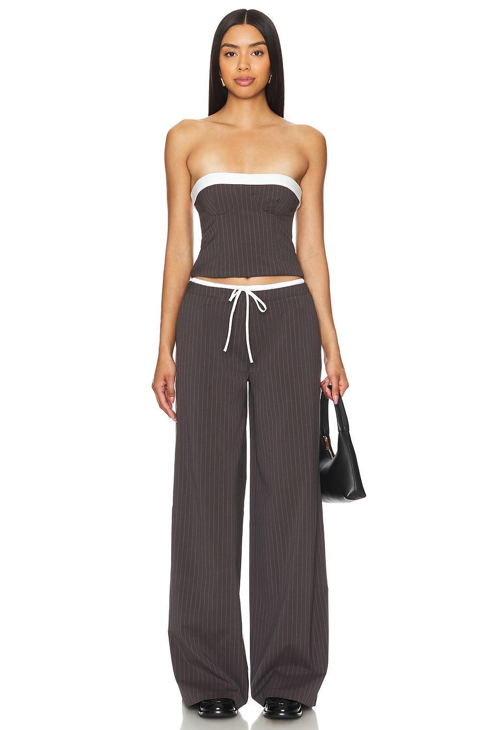 Lovers and Friends Ashley Pant in Grey Pinstripe Product Image
