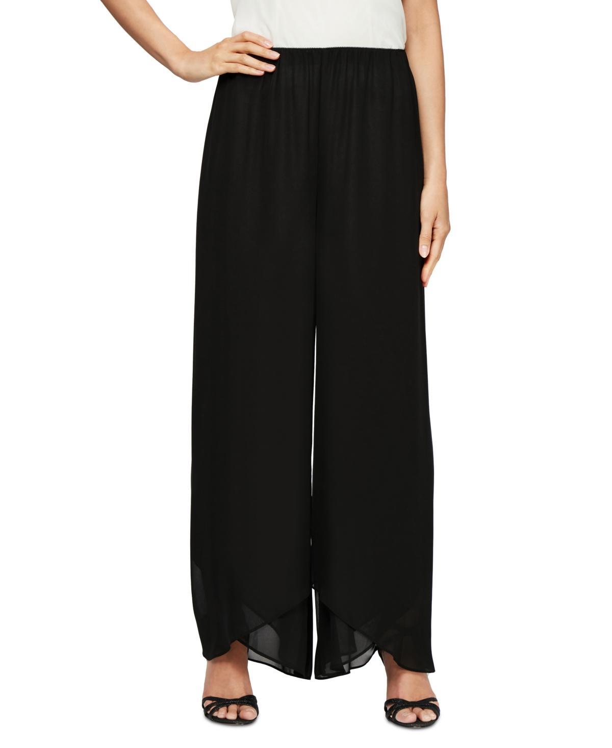 Alex Evenings Chiffon Tulip Hem Mid Rise Wide Leg Flowy Pants Product Image