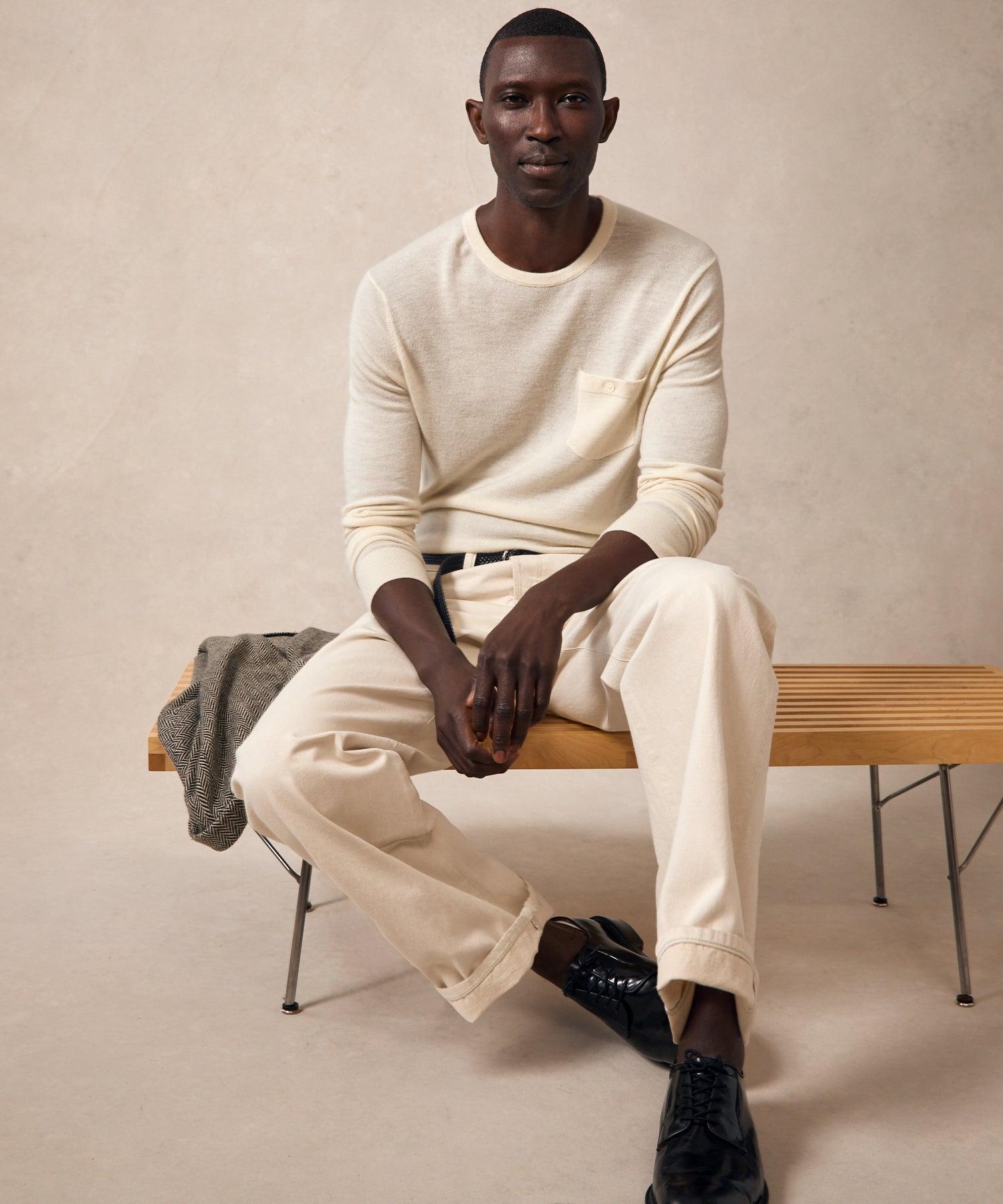 Premium Cashmere Pocket Tee in Bisque Product Image