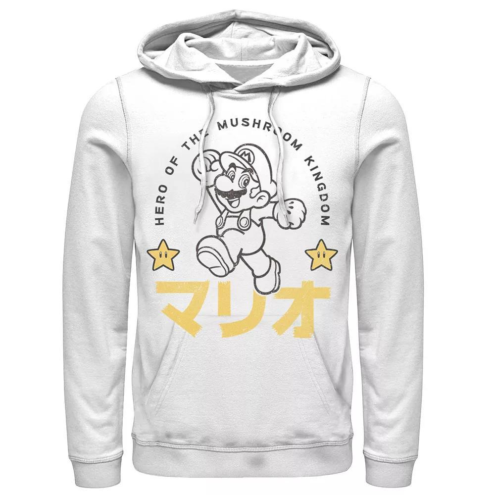 Men's Nintendo Super Mario Hero Stars Kanji Portrait Hoodie, Size: Medium, White Product Image