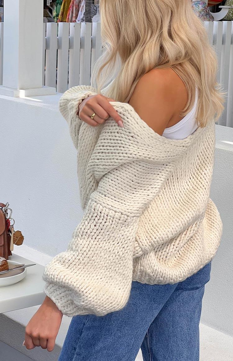 Bad Habits Cream Knit Cardigan Product Image