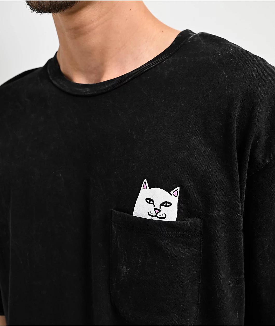 RIPNDIP Lord Nermal Black Mineral Wash Pocket T-Shirt Product Image