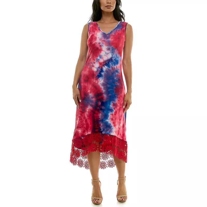 Women's Nina Leonard High-Low Midi Dress, Size: Medium, Deep  Red Product Image