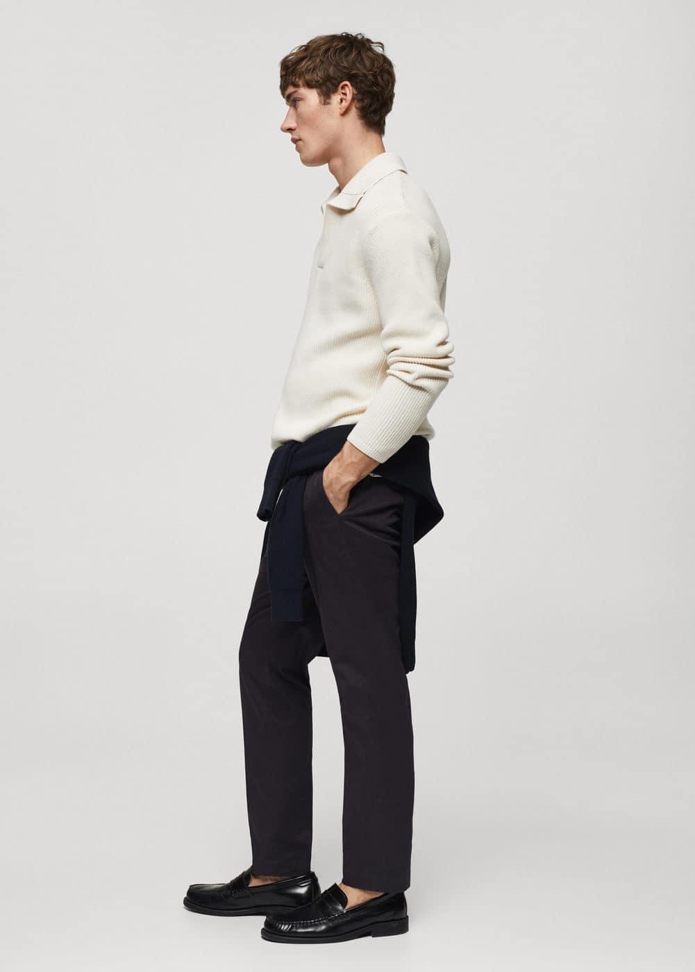 Mango Mens Slim-Fit Cotton Pleated Pants Product Image