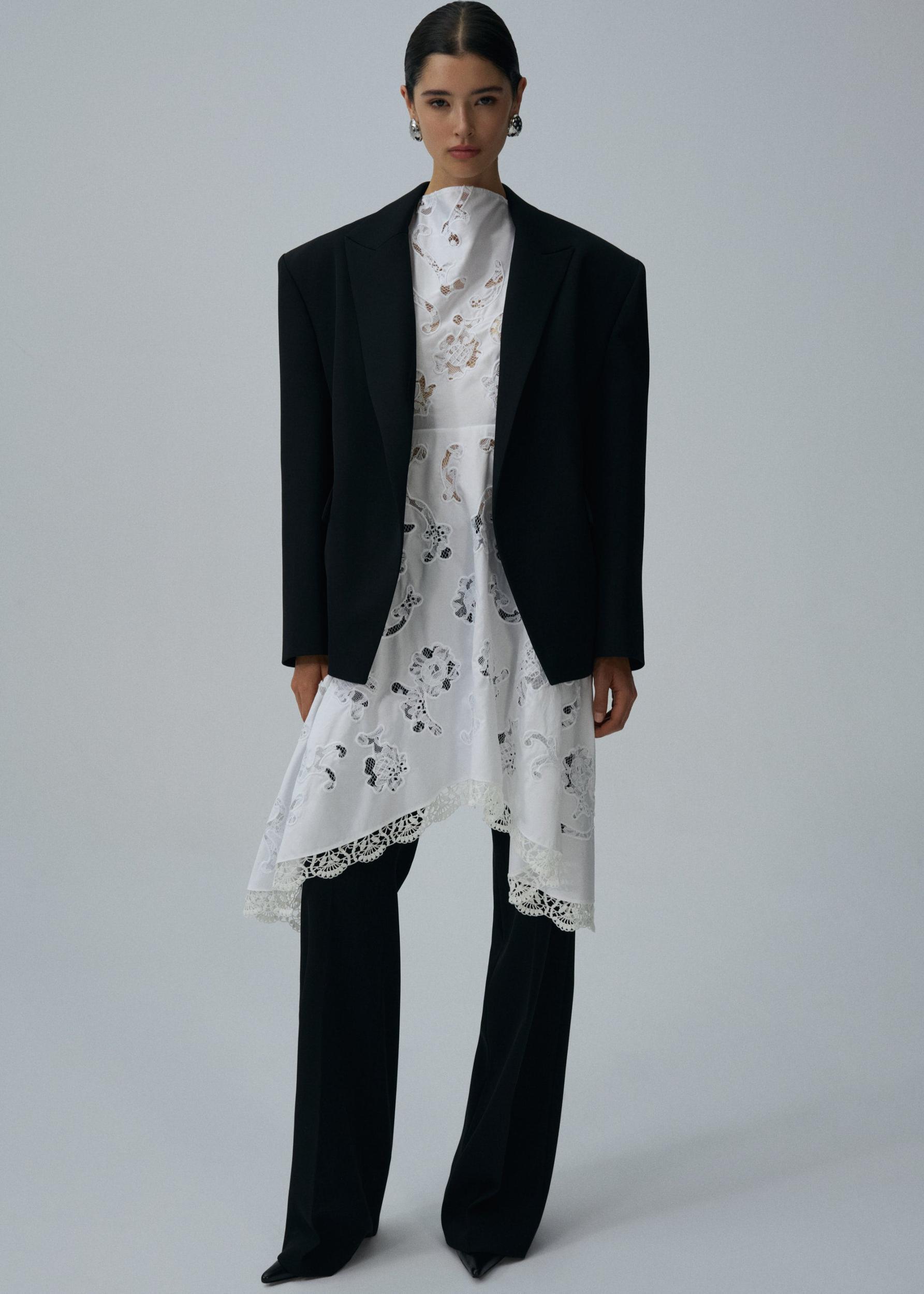 Oversized wool tuxedo blazer in black Product Image