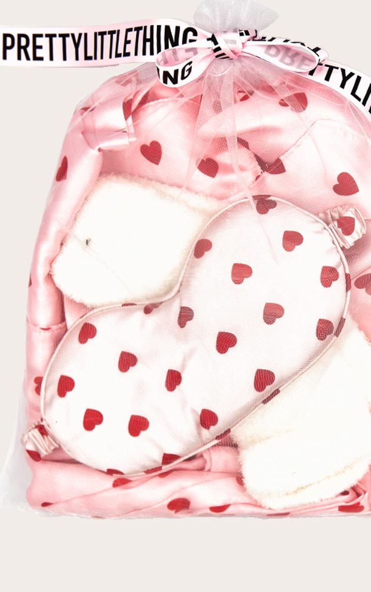 Pink Satin Heart Print Long PJ Gift Set Product Image