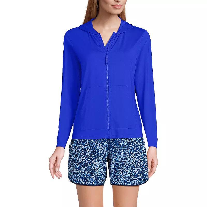 Petite Lands' End UPF 50 Hooded Full-Zip Long Sleeve Rash Guard, Women's, Size: XS Petite, Black Product Image