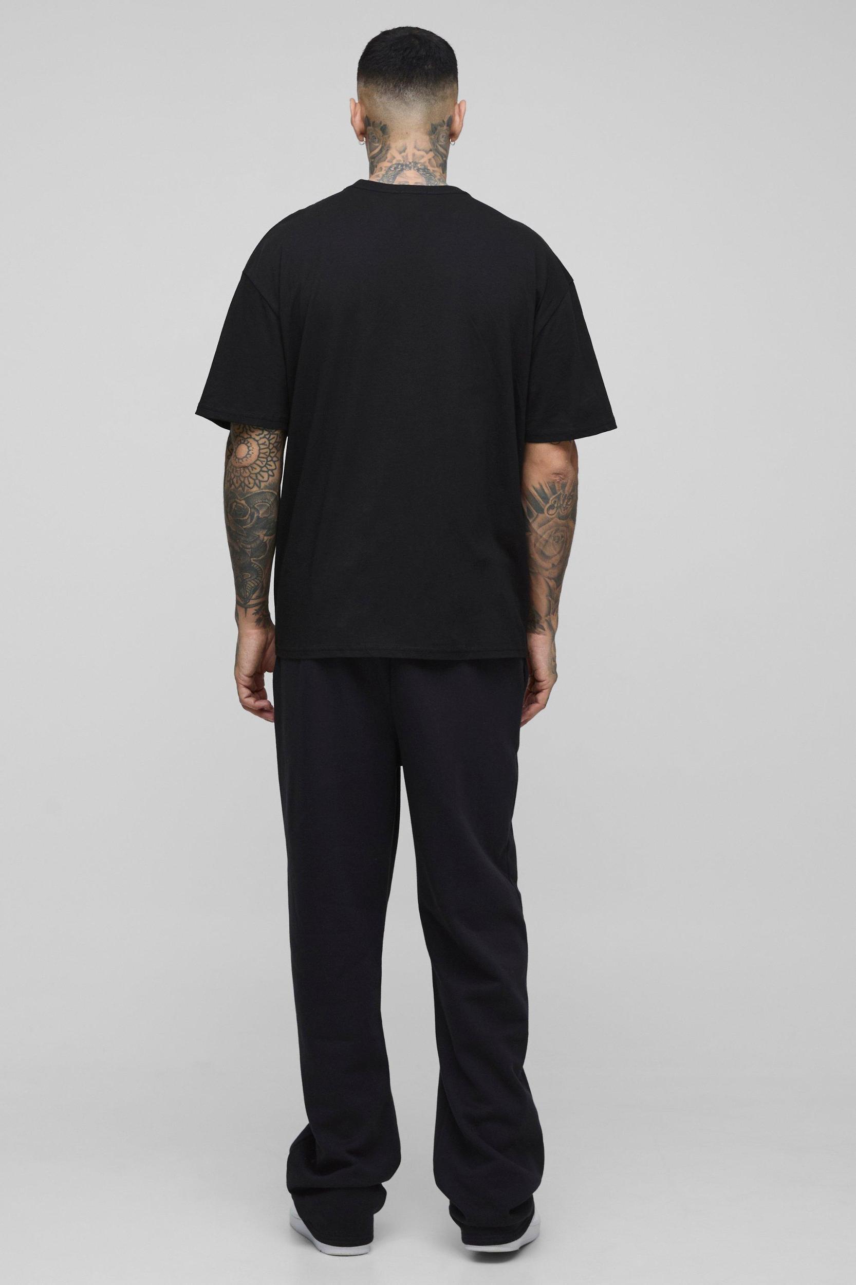 Tall Oversized Worldwide Skull Over The Seam Print T-Shirt | boohooMAN USA Product Image