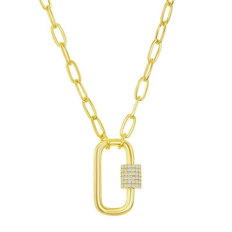 Cubic Zirconia Paper Clip Necklace, Women's, Size: 16-18" ADJ, Gold Tone Product Image