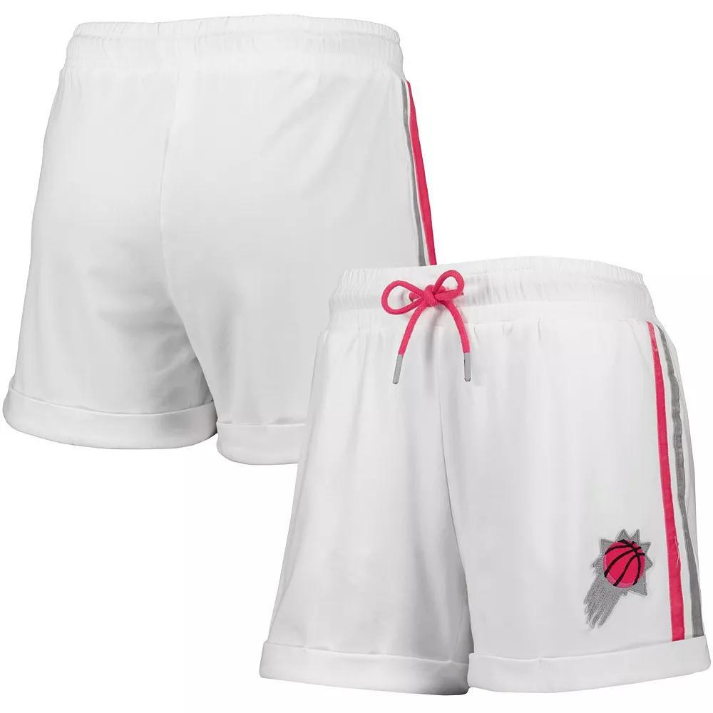 Women's Lusso White/Pink Phoenix Suns Melody Cuffed Tri-Blend Shorts, Size: Small, Phx White Product Image