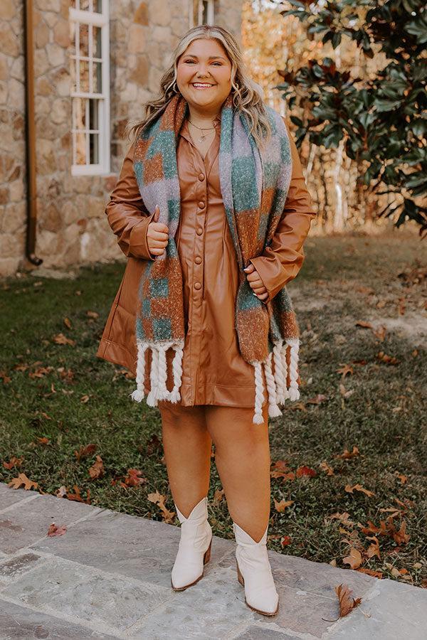 Mostly Amused Faux Leather Dress in Camel Curves Product Image