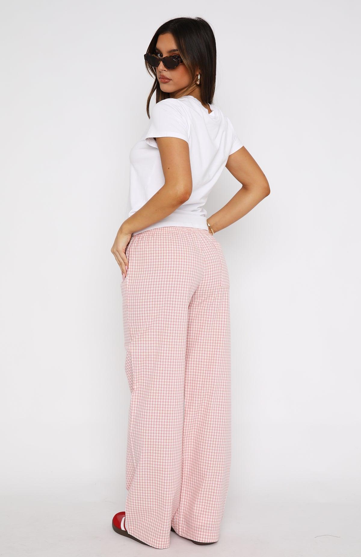 Running To You Pants Pink Gingham Product Image