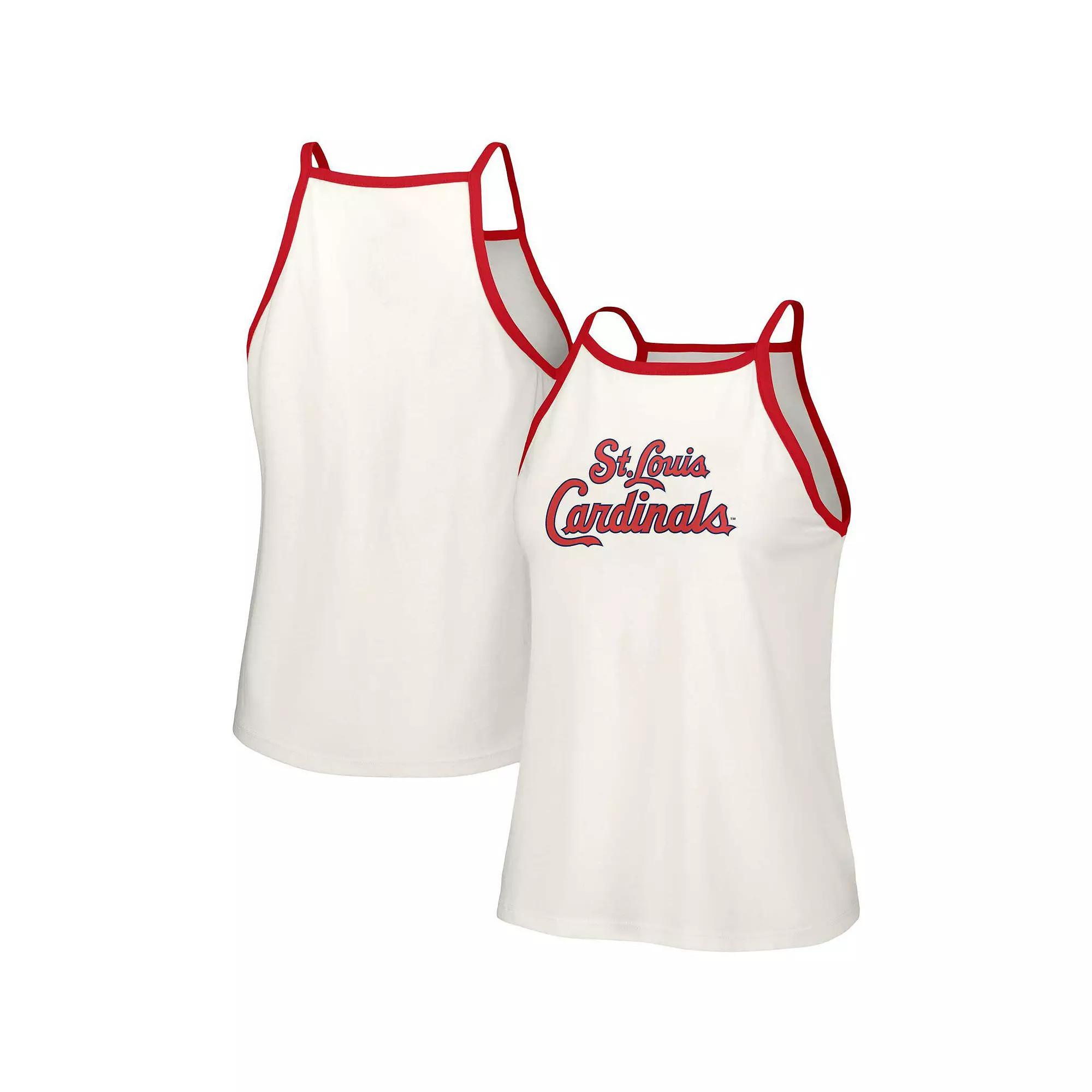 Women's Lusso Style  White St. Louis Cardinals Nadine Halter Tank Top, Size: Small Product Image