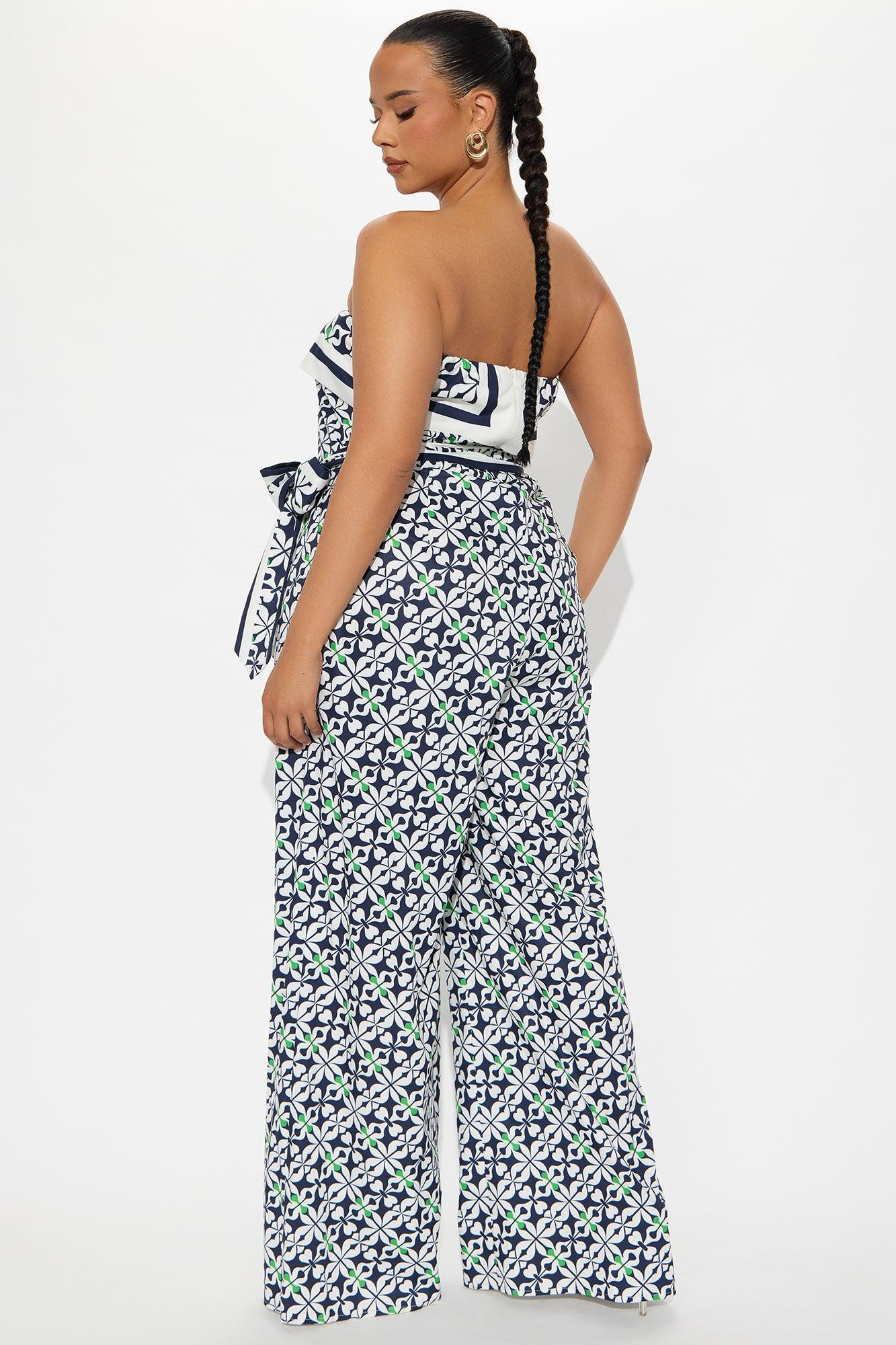 Lisbon Layover Satin Jumpsuit - Navy/combo Product Image