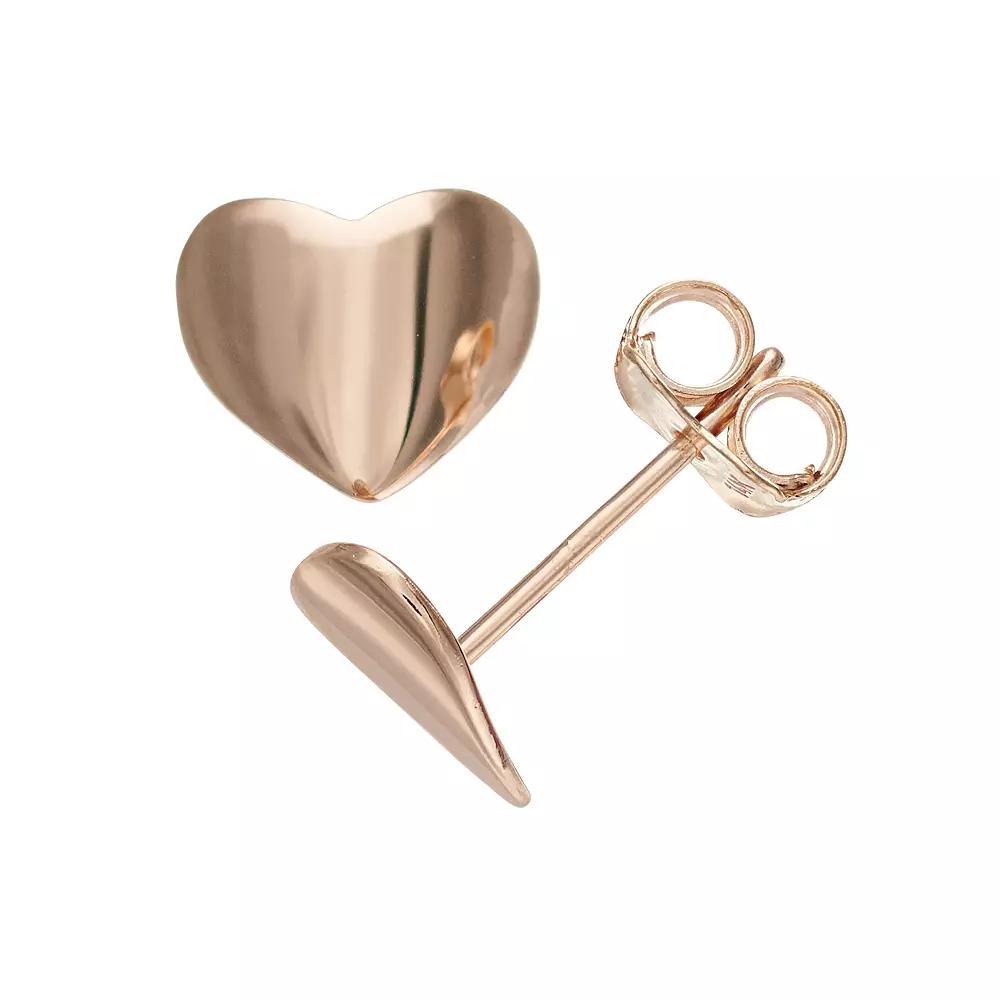 Au Naturale 14k Rose Gold Polished Heart Stud Earrings, Women's Product Image