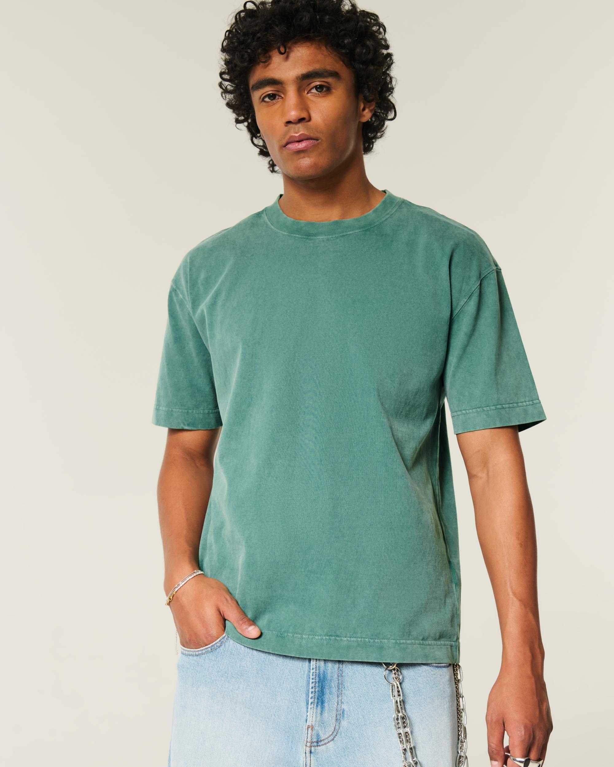 Boxy Heavyweight Camo Crew T-Shirt Product Image