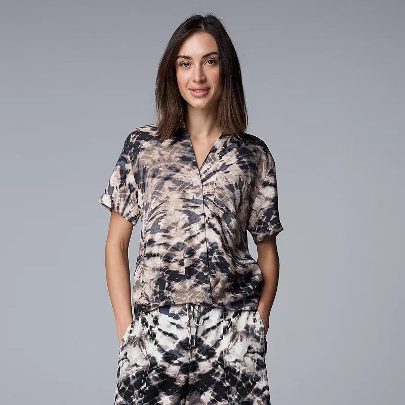Women's Simply Vera Vera Wang Drapey Surplice Top, Size: Large, Brown Mirrored Dye Product Image