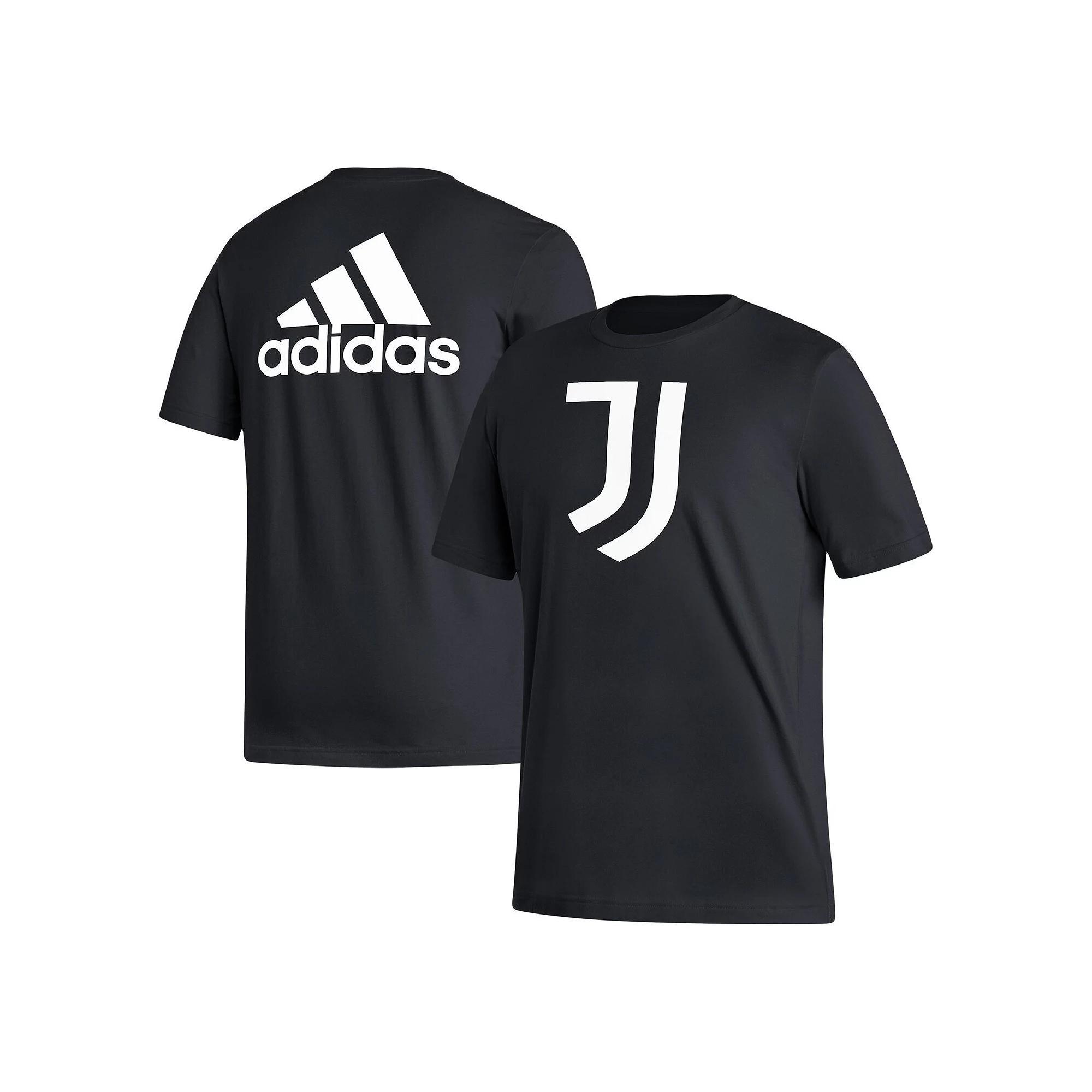 Mens adidas Black Juventus Three-Stripe T-Shirt Product Image