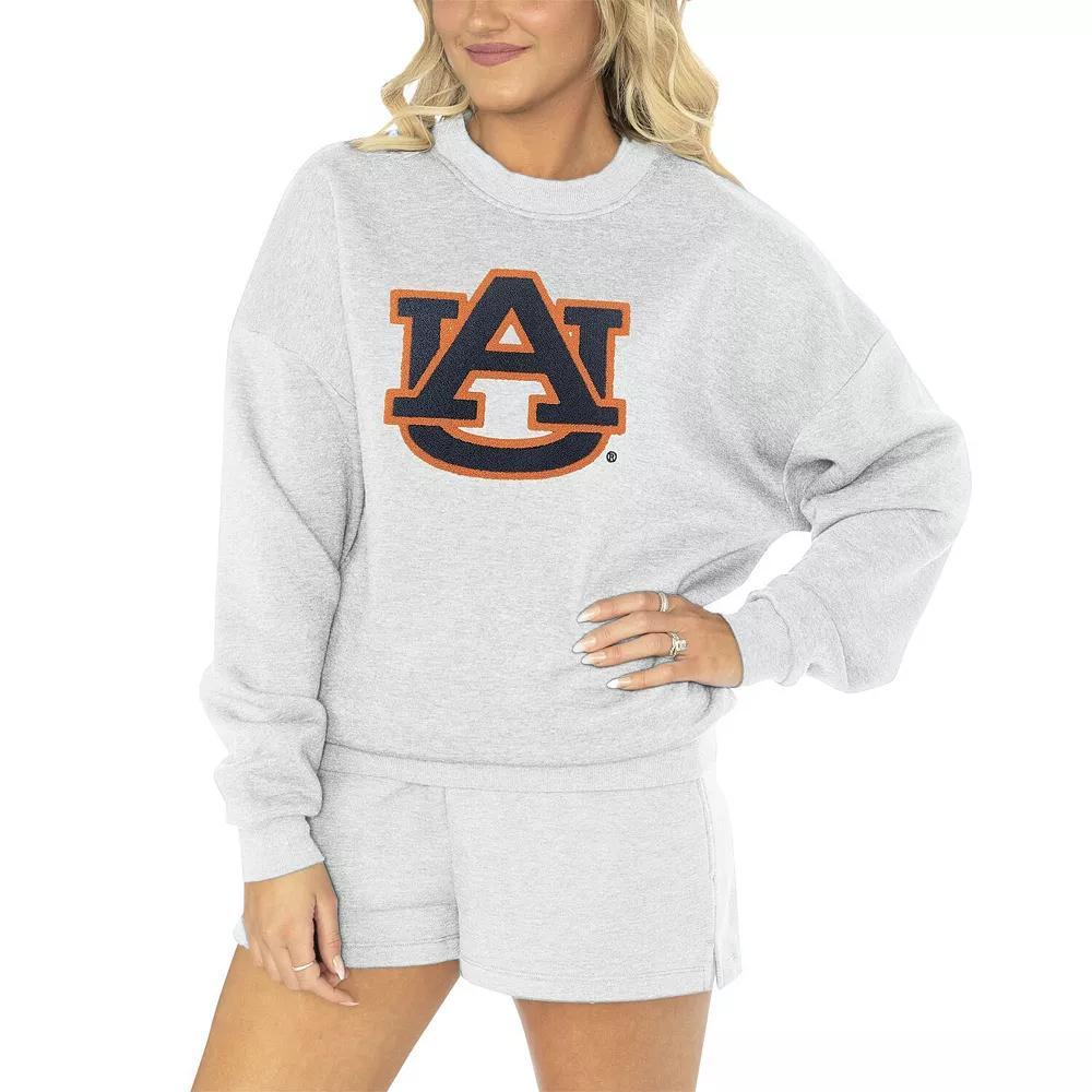 Women's Gameday Couture Ash Auburn Tigers Team Effort Pullover Sweatshirt & Shorts Sleep Set, Size: Large, Black Product Image