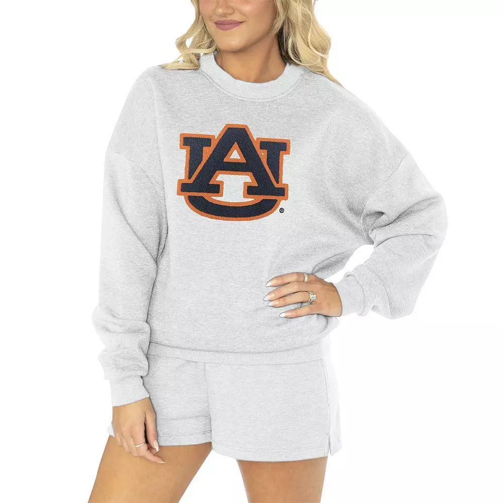 Women's Gameday Couture Ash Auburn Tigers Team Effort Pullover Sweatshirt & Shorts Sleep Set, Size: Large, Black Product Image