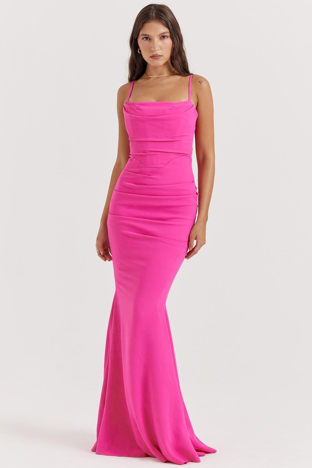 Milena Hot Pink Corset Maxi Dress Product Image